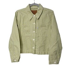 Levi's Women's Shrunken Chore Coat Green White Check Button Up Jacket Size M
